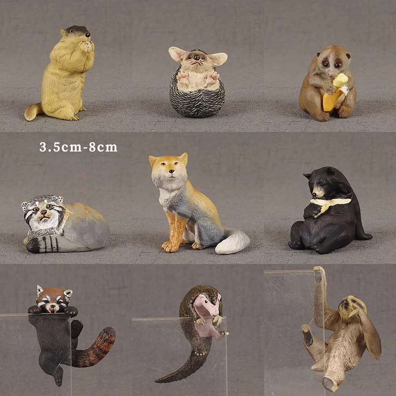 Simulation Model Of Wild Animals Tibetan Fox Marmot Red Panda Pangolin Ornaments The Edge Of The Cup Toys Collection Display