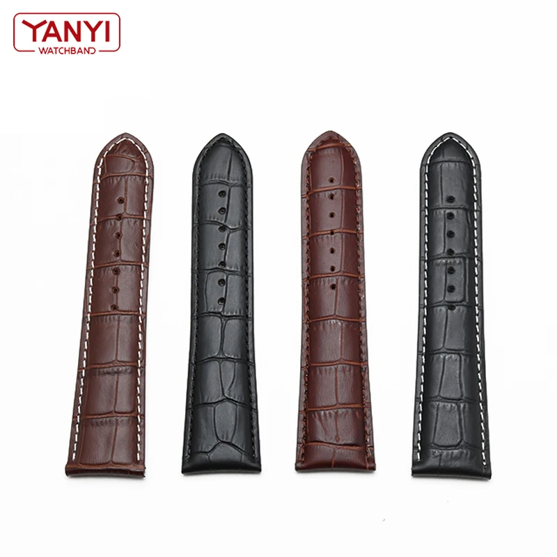 Genuine Leather Watch Strap 22mm 23 24 26mm 28mm watchband pin Clasp mens leather bracelet general watch band alligator grain