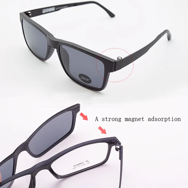 Full Frame For Men Myopia Glasses Women Magnet Clips on Small Glasses Size Eyeglasses 50 Sand Black Polarizing Sunglasses JKK104