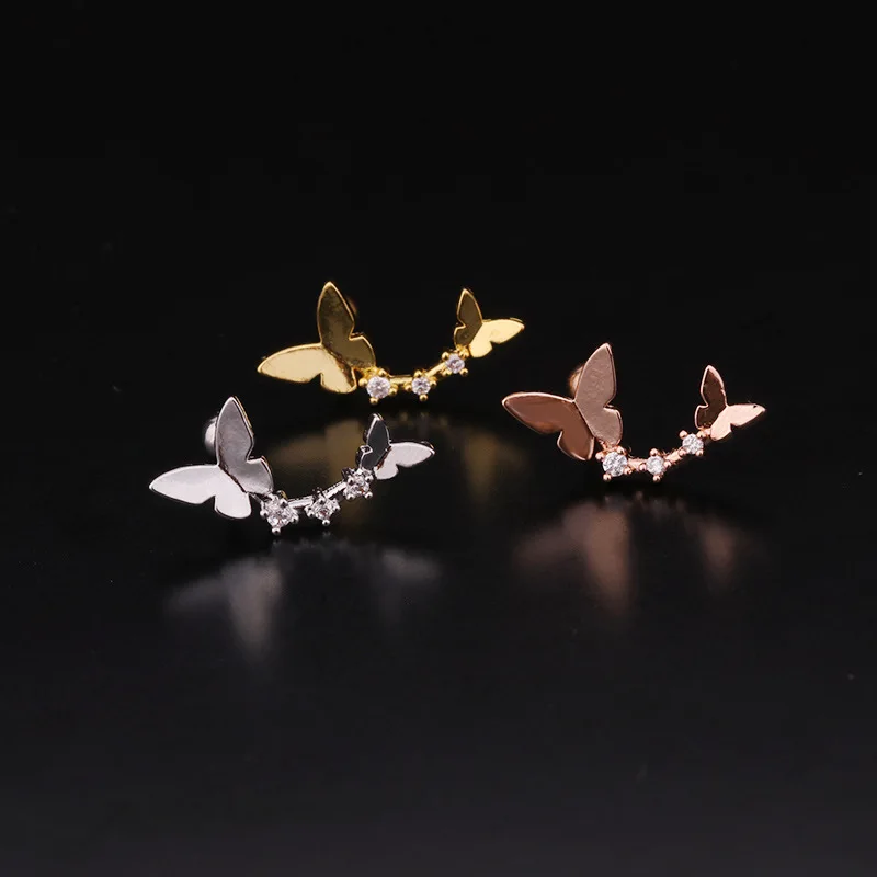 Airplane Butterfly Flower  Ear Piercing Stud Cz Cartilage Helix Conch Screw Back Earring Tragus Helix Cartilage Piercing Jewelry