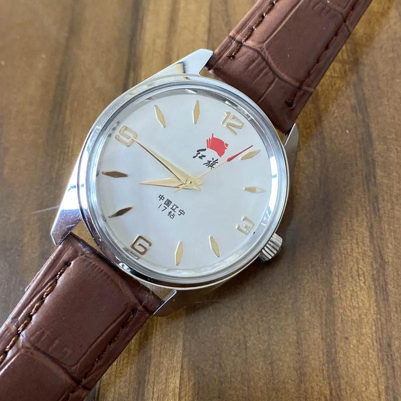 36 Mm Retro Fashion Hongqi Genuine Mechanical Watch Waterproof Stainless Steel Manual Winding Mechanical Men\'s Watch Luxury