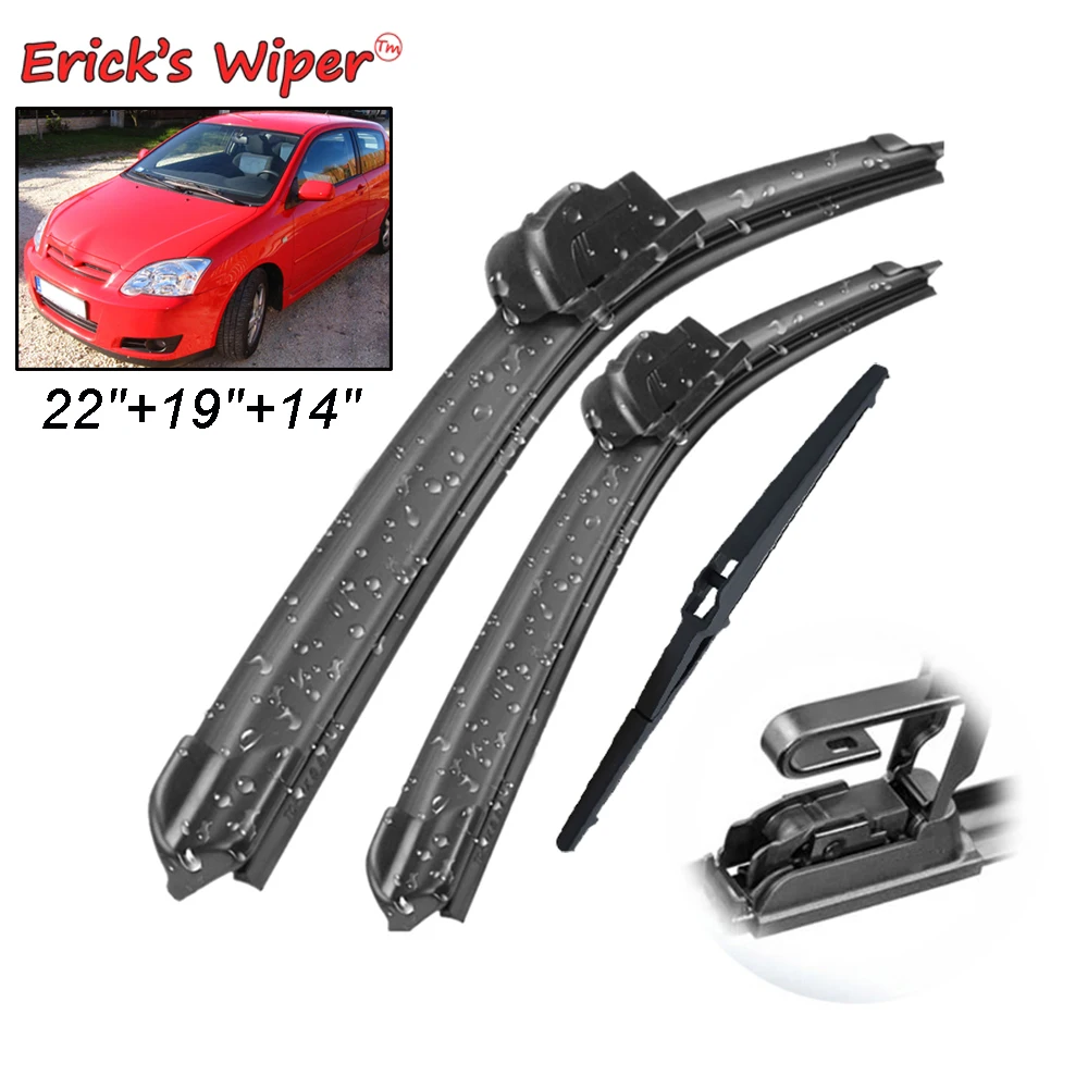 Erick\'s Wiper Front & Rear Wiper Blades Set For Toyota Corolla E120 2001 - 2007 Windshield Windscreen Window Brushes 22\