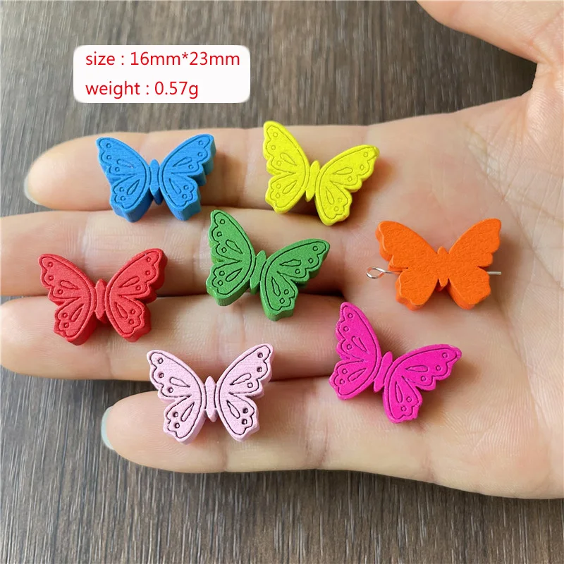 JunKang 50pcs mixed batch colorful hollow printing solid perforated butterfly connector DIY making jewelry crafts discovery