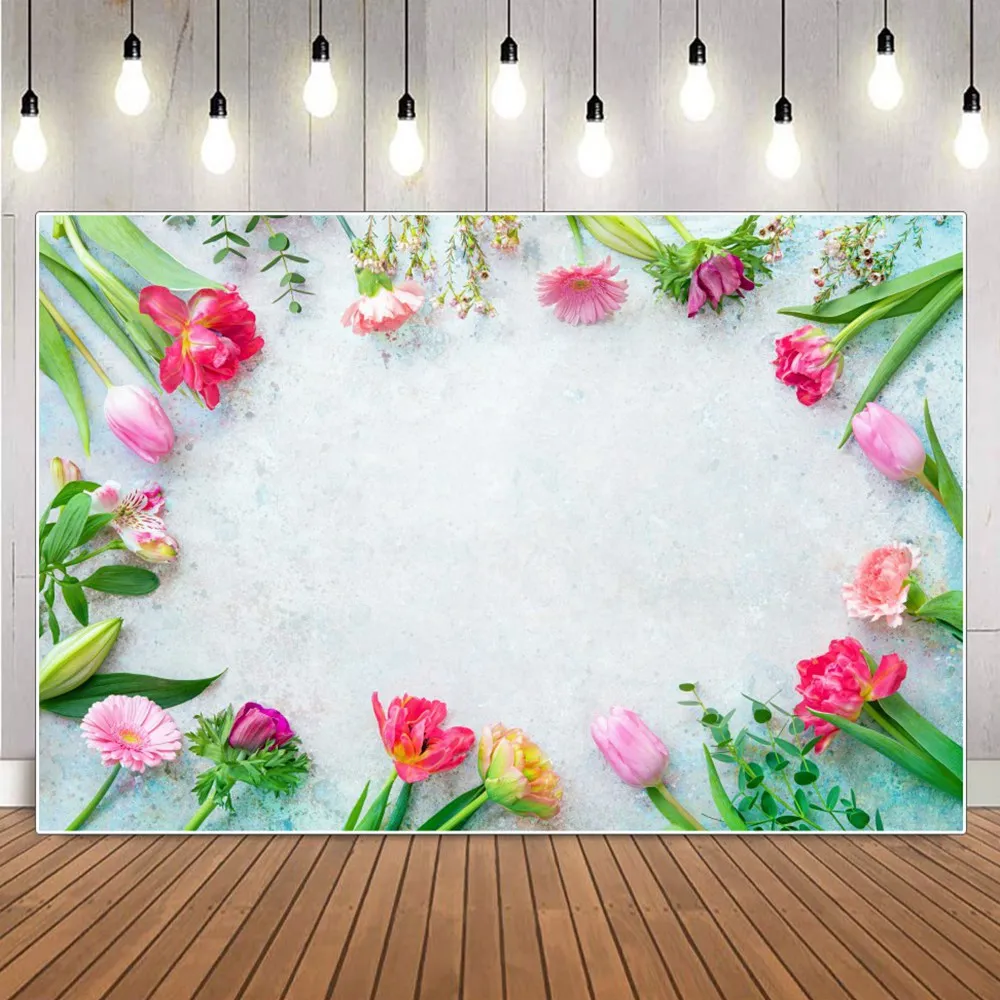 ดอกไม้ฤดูใบไม้ผลิ Gradient Wall Portrait การถ่ายภาพพื้นหลัง Photozone Photocall ถ่ายภาพฉากหลังสำหรับ Photo Video Studio