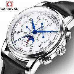 Carnaval-Montre Militaire Étanche pour Homme, Phase de Lune, existent, Mécanique, Horloge, Marque, Luxe, Mode