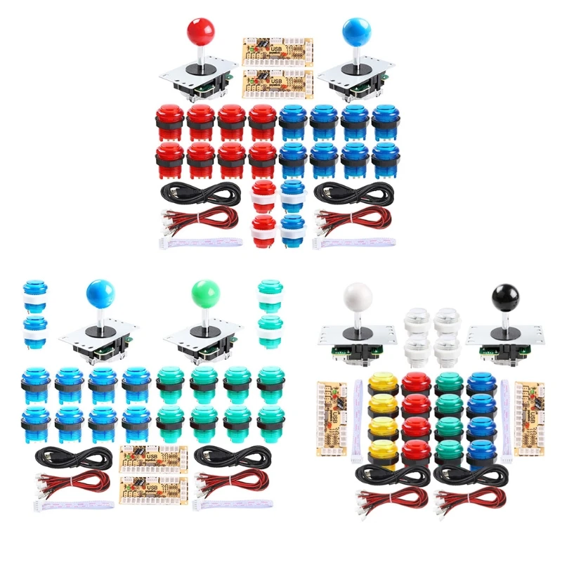 

270C DIY Arcade Game Control Board Kit 2 Players Joystick Game Kits with 20 LED Arcade Buttons 2 Zero Delay USB Encoder