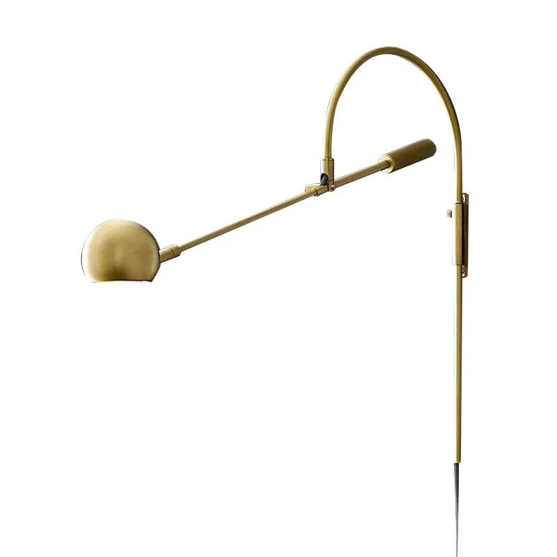 Retro wall lamp Rotatable G9 bedside lamp Living room Wall Sconce Bedside plug in wall sconce Gold/Black long arm lamp