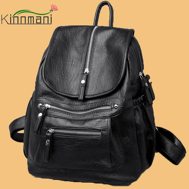 Anti-theft Leather Backpack Purses Women Vintage Shoulder Bag Ladies Large Capacity Travel Rucksack School Bags Girls Mochila