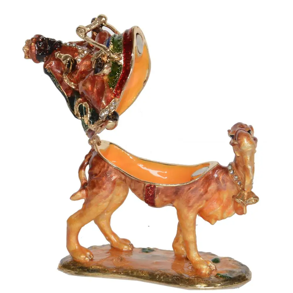 Enameled Camel Trinket Box Alloy Metal Home Decoration Collectible Gifts