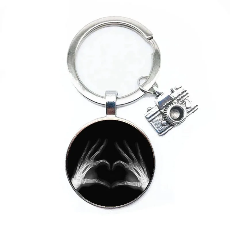 Nurse Keychain Alloy Camera Keychain Jewelry Glass Keychain Gift For Medical Lovers X-Ray Film Keychain Nurse Doctor Gift