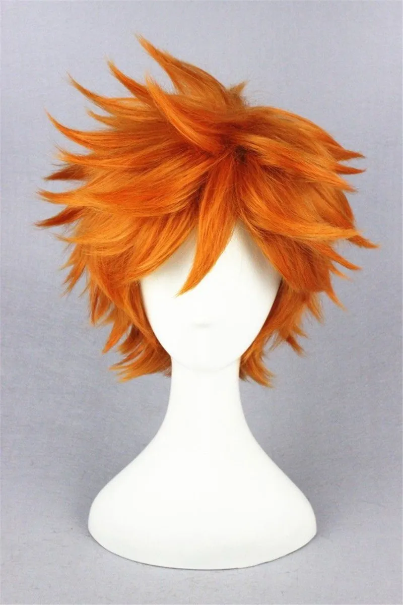 Anime Haikyuu!! High Quality! Hinata Syouyou Cosplay Wig Short Orange Curly Heat Resistant Synthetic Hair Wigs + free Wig Cap