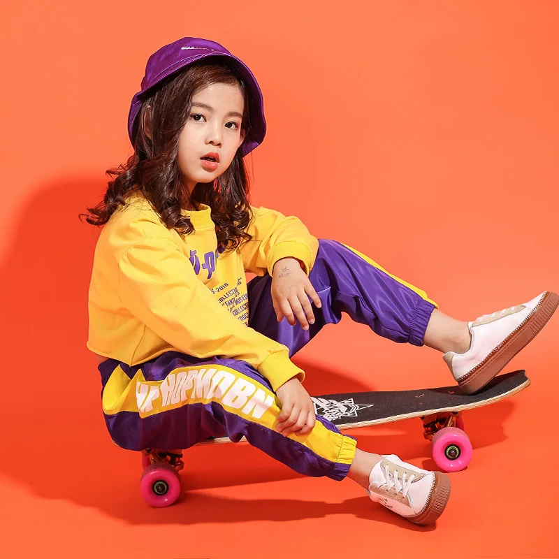 

Fashion Modern Dance Costume for Girls Long Sleeve Jazz Street Dance Set Hip Hop Clothing Children's Day Stage Performance