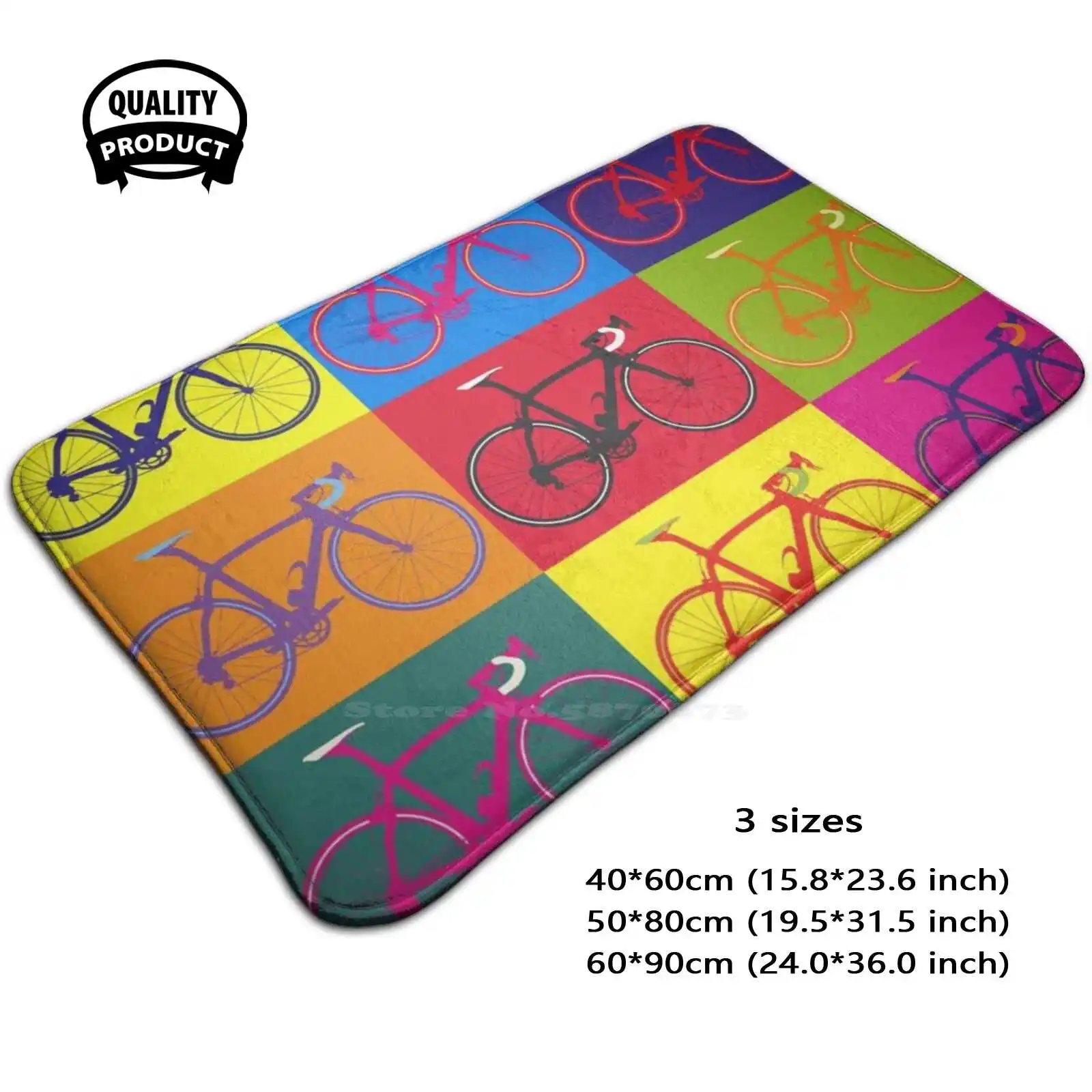 Bike Pop Art Soft Cushion Home Carpet Door Mat Car Rug Popular 100 Top Most Cool Retro Vintage Emblem Logo Motif Pop Art Bikes