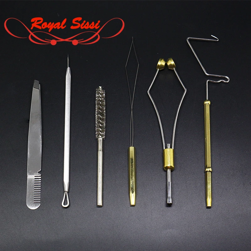 New collected silver grade small fly tying tools bobbin thread holders hackle pliers fly tying dubbing brush&curved tip bodkin