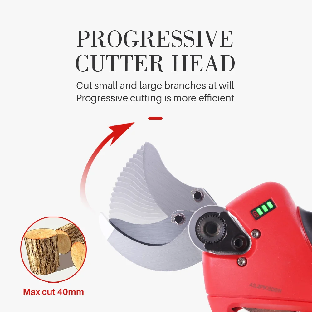 Max Cutting 40 mm Electric Pruning Shears Electric Pruning Scissor Powered Fruit Tree Grafting 43.2V Battery Tree Pruner Shears