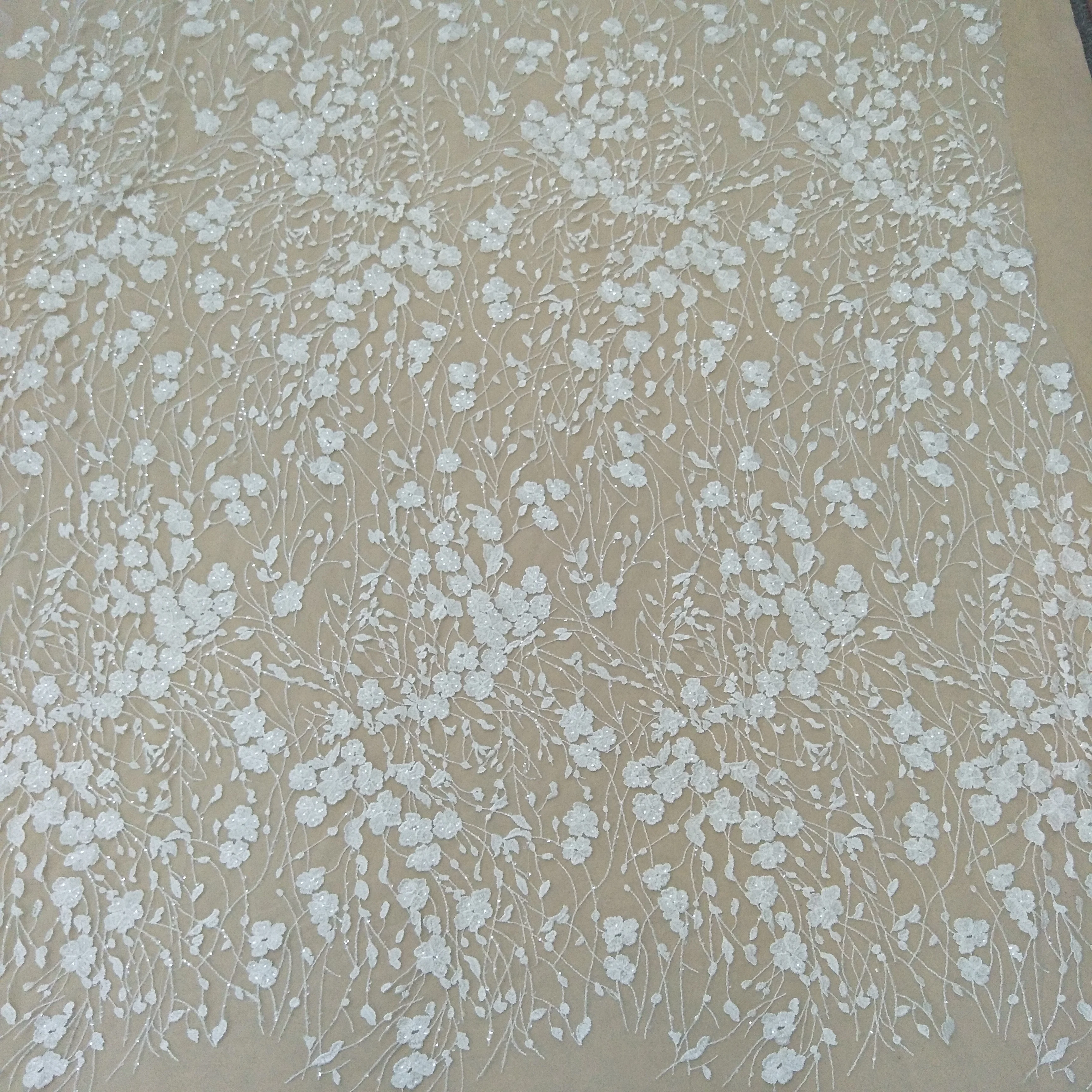 fashion small lace fabric wedding gown lace fabric elegant dress lace fabric sequins lace sell by yard