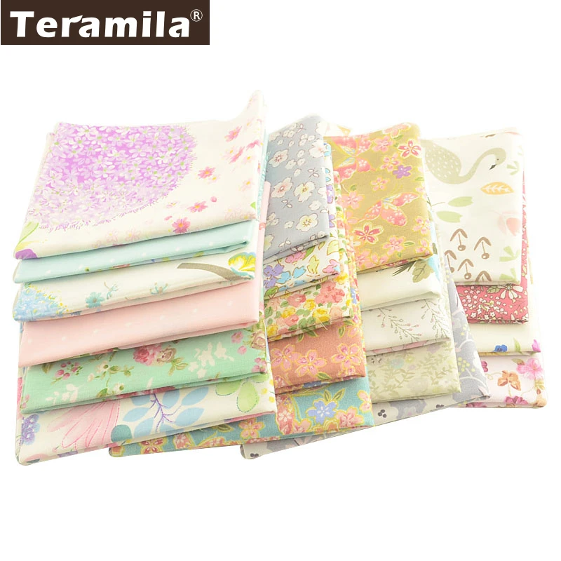 Teramila Telas Flowers Design 50x100cm/Pcs 100% Cotton Fabric Patchwork DIY Quilts Home Sewing Material Cloth Dress Pillow Home