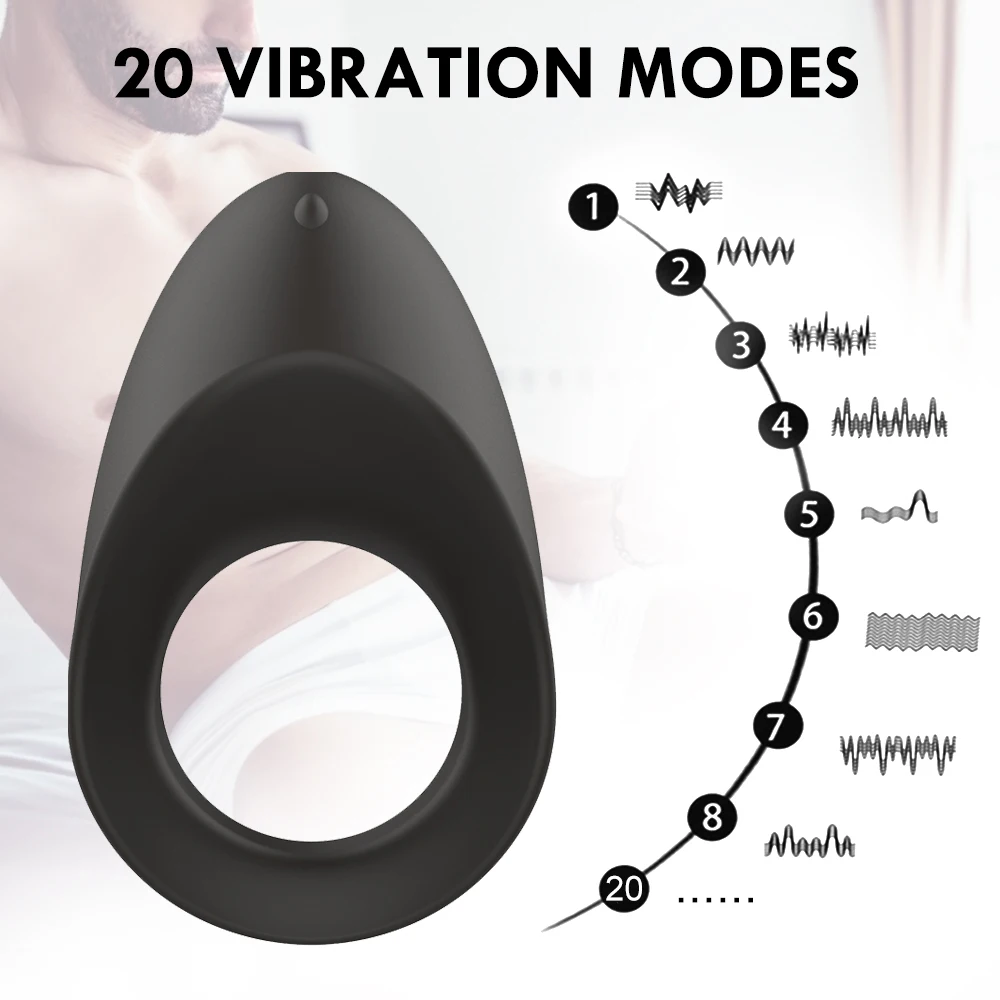 Men\'s Couple Rings Vibrator Delay Ejaculation Vibrating Penis Cock Ring Sex Toys for Male Cockring Sexitoys for Man Adults 18