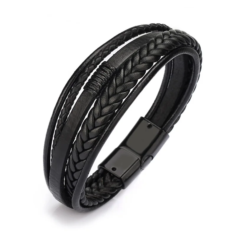 ZG Braided Leather Bracelets for Men in Black and Brown Color Armband Heren with Magnetic Elegent Bangle Male Cool Bracelet