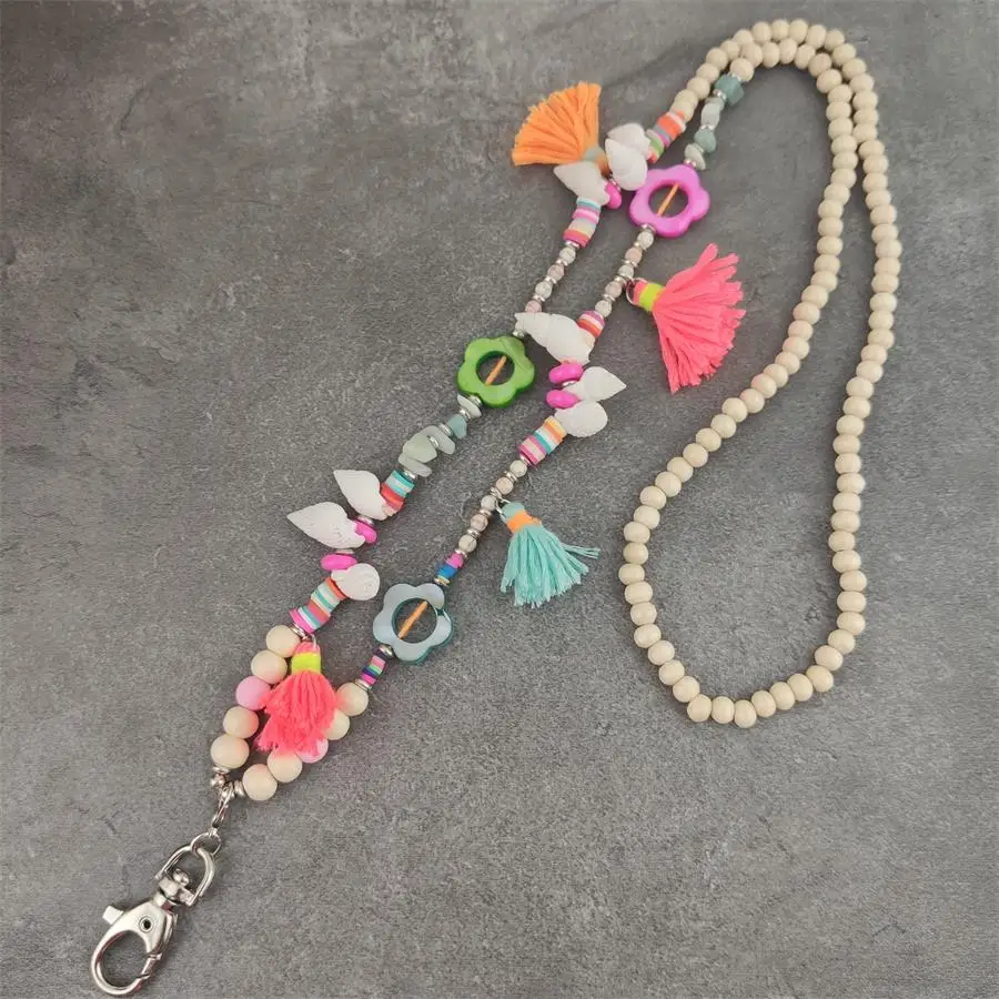 Boho Phone ID Card Badge Holders DIY Fashion Lanyard Keychains Jewelry Accessory for summer beach necklace