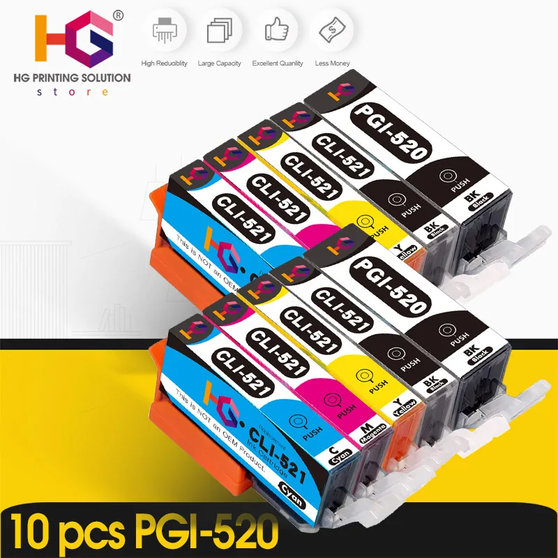 520 521 XL Ink Cartridge For Canon PGI 520XL 521XL Compatible PIXMA MP540 550 560 620 630 640 iP3600 4600 4700 Printer XL