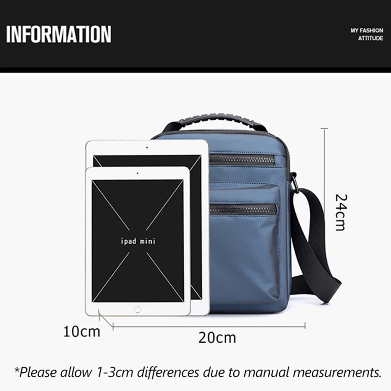 Man Classic Messenger Bag Men\'s Multifunction Shoulder Sling Pack Nylon Business Crossbody Flap Male Simple Handbags