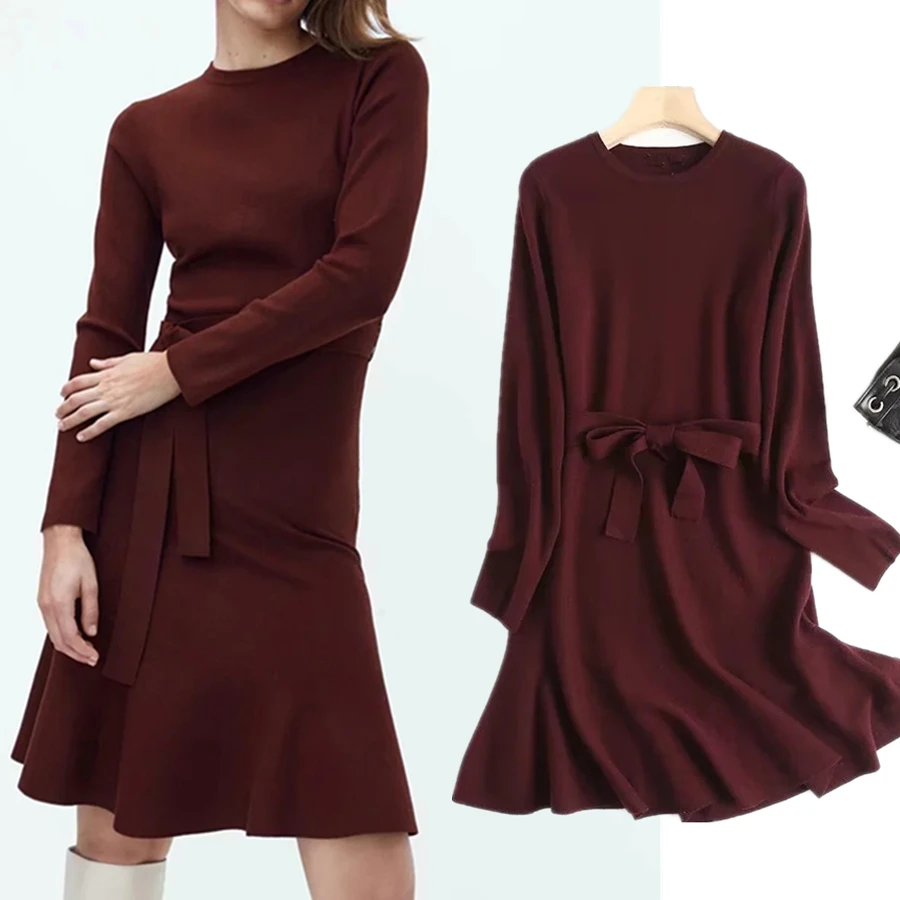 

Jenny&Dave Simple Winter Vestidos Fashion Modern Sheath Dress Women England Style Office Lady Knitted Dress Women Mini Dresses