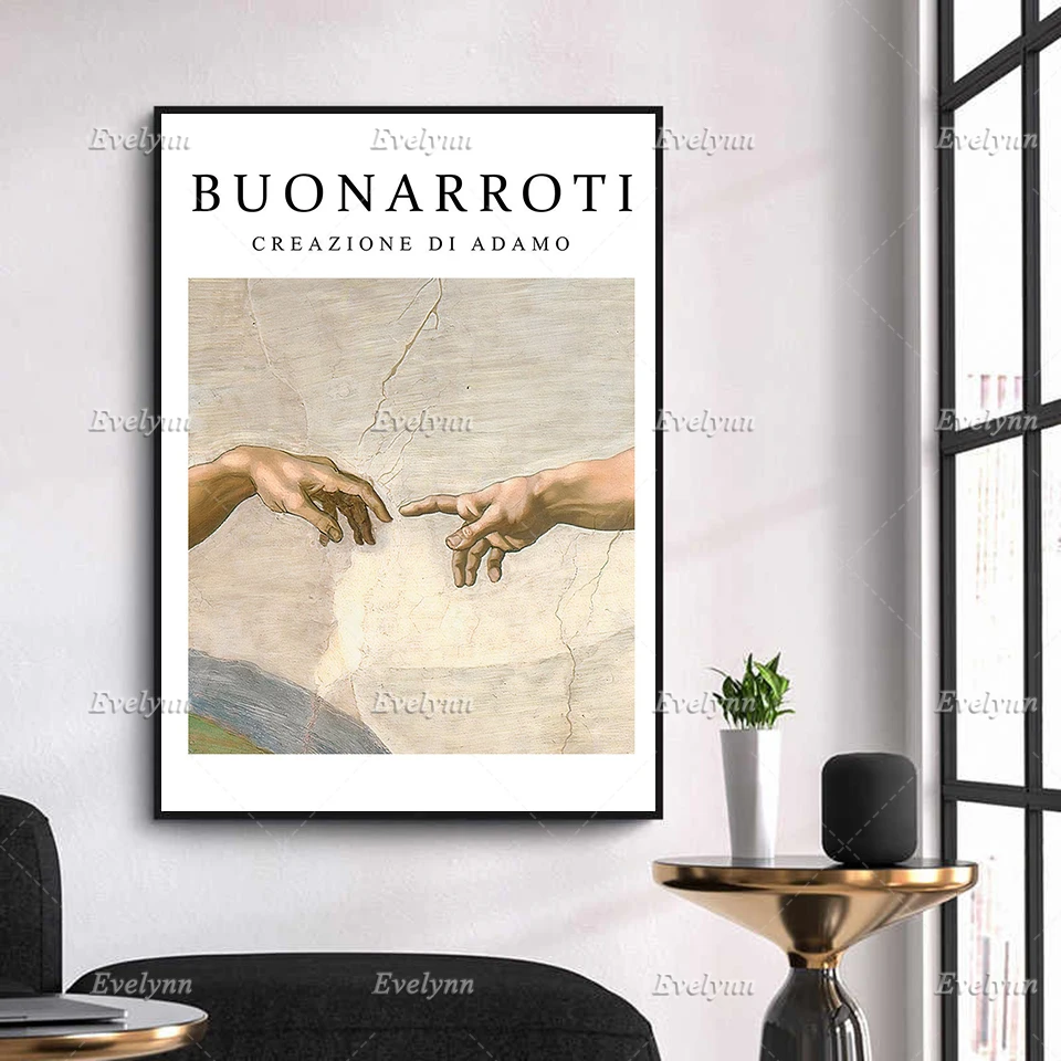 The Creation of Adam, Michelangelo, Classical Art, Spiritual Print, Religious Poster,  Wall Art  Decor Modern Home Decor Gift