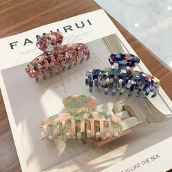 Horquillas acrílicas con estampado de Accetate coreano para mujer, pinzas para el pelo, pinzas para el pelo de cangrejo, accesorios para el cabello, tocado, 2023