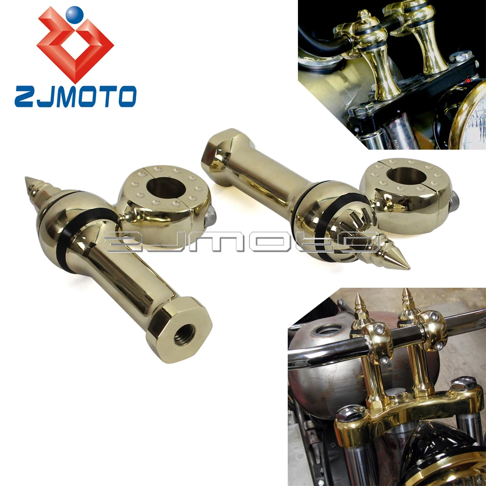 

Solid Brass Old school Motorbikes 25.4mm 4" Rise Handlebar Risers 1" Handlebar Clamps For Harley Honda Bobber Chopper Cafe Racer