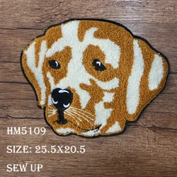 Golden-Retriever Labrador Dog Chenille Icon Towel Embroidery Applique Patches For Clothes DIY Iron on Badges on the Backpack