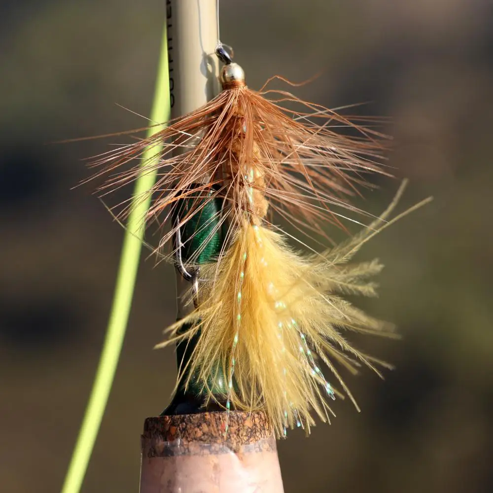 Wifreo 5pcs Crystal Bead Head Woolly Bugger Streamer Fly Olive Brown White Black Red Size 4 6 8