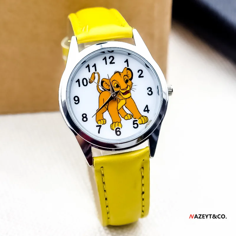 Disney Cartoons The Lion King Series Simba Children\'s watch Anime Children\'s Analog Quartz Watch Boy watch Student watch gift