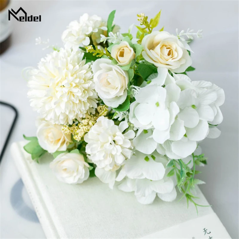 Meldel artificial flower rose silk flower wedding artificial flower hydrangea home fake flower party DIY decoration