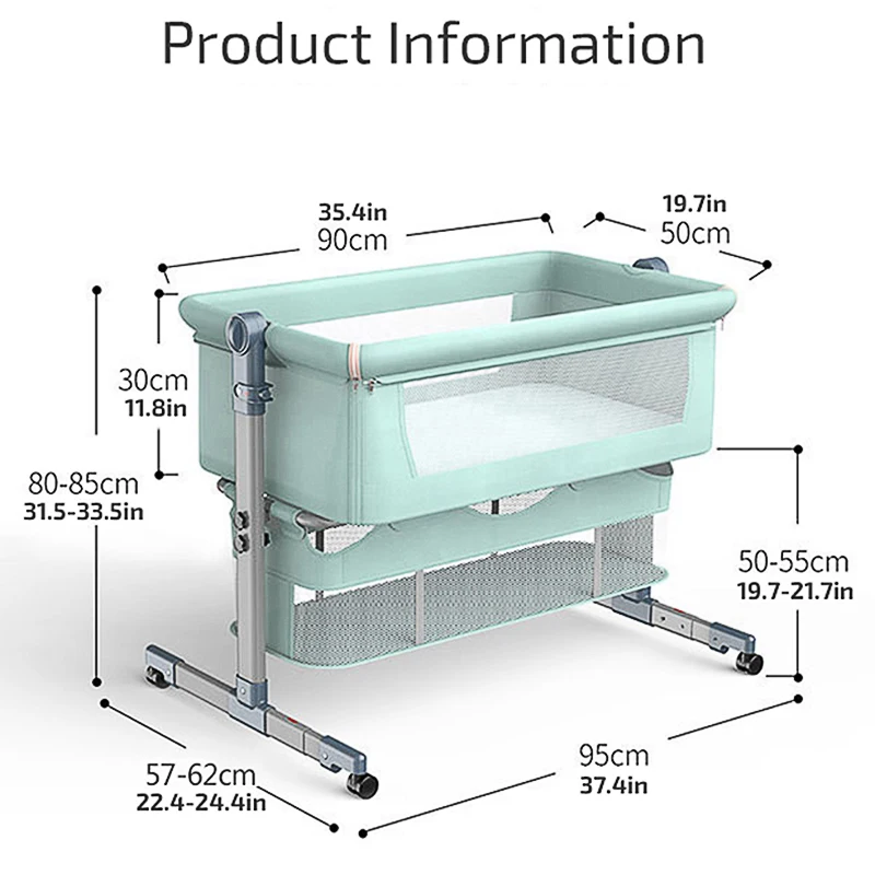 Baby Bed With Net And Mattress Portable Removable Crib Cradle Foldable Adjusting Stitching Nest