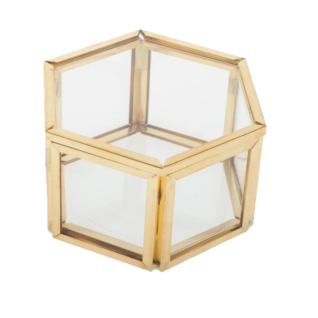 2021 NEW Hexagon Glass Jewelry Box Wedding Ring Box Jewellery Organizer Storage For Ring Necklace Make-up Containe  Jewelry Box