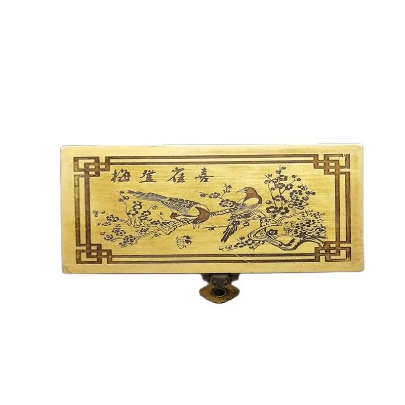 

Chinese Old Antiques Copper Jewelry Box, Magpie Dengmei