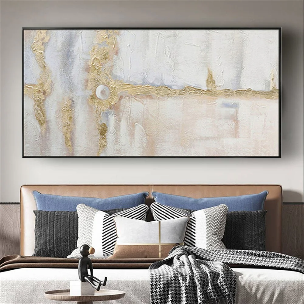 

100% Handpainted Gold Foil Oil Painting On Canvas Modern Abstract Art Decorative Picture For Living Room Wall Cuadros