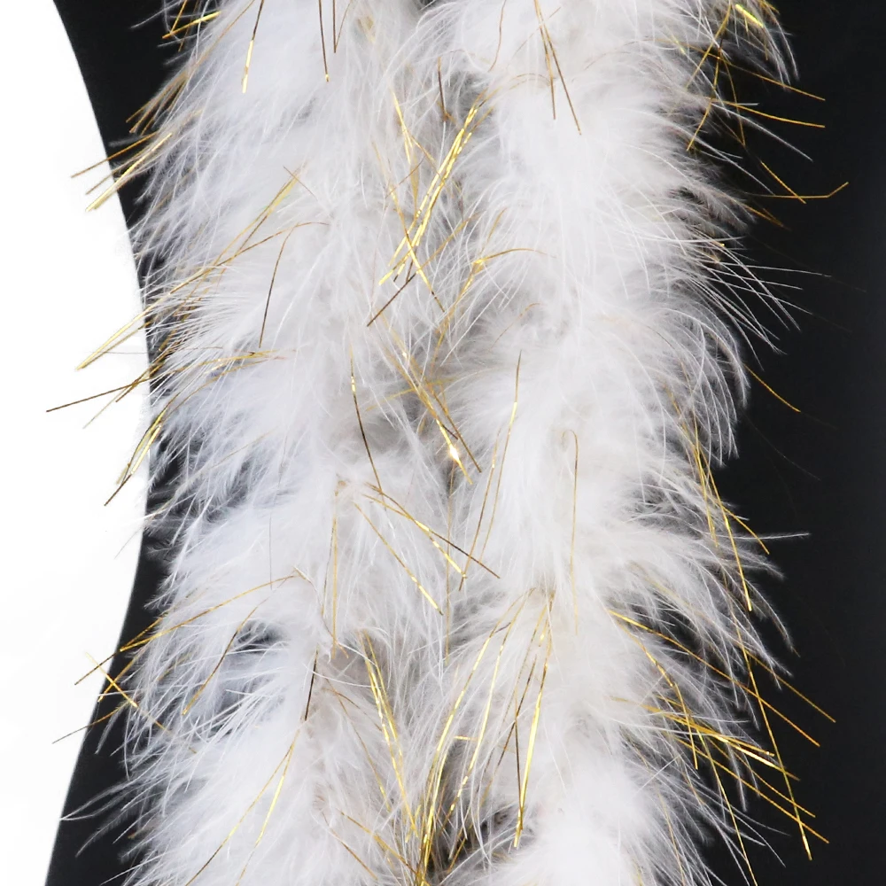 

NEW Feather Boa Gold Silver With Wire Marabou Turkey feather scarf for crafts Plumes Wedding dresses skirt decoration shawl 2 m