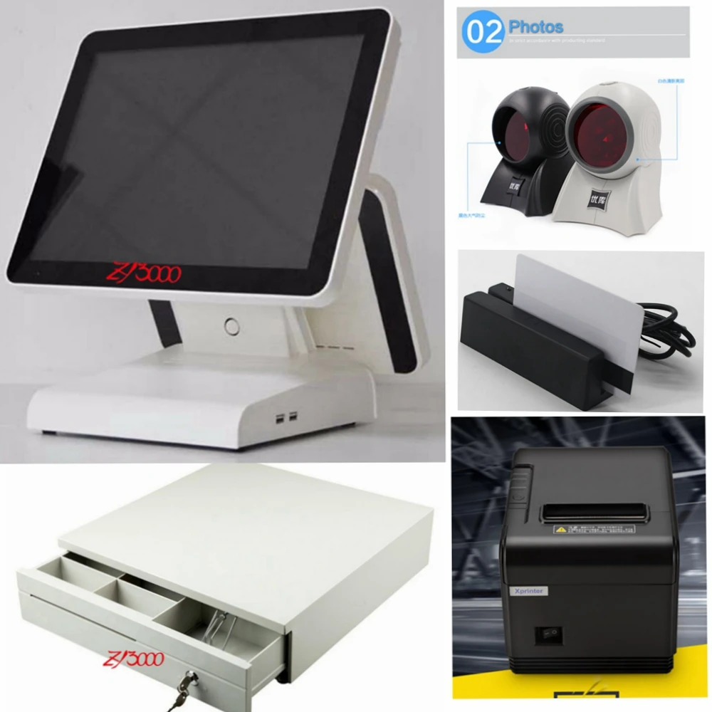 Pos computer/ cash register mit 58 mm pos drucker cash schublade für einzelhandel/restaurant pos system