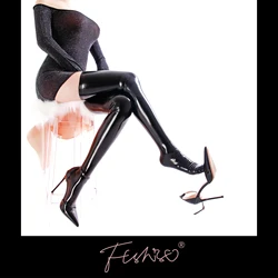 Ftshist Sexy Wetlook Engen-Strümpfe strümpfe Shiny Metallic Elastische Über-Die-Knie Patent Leder Socken Latex Fetisch zubehör