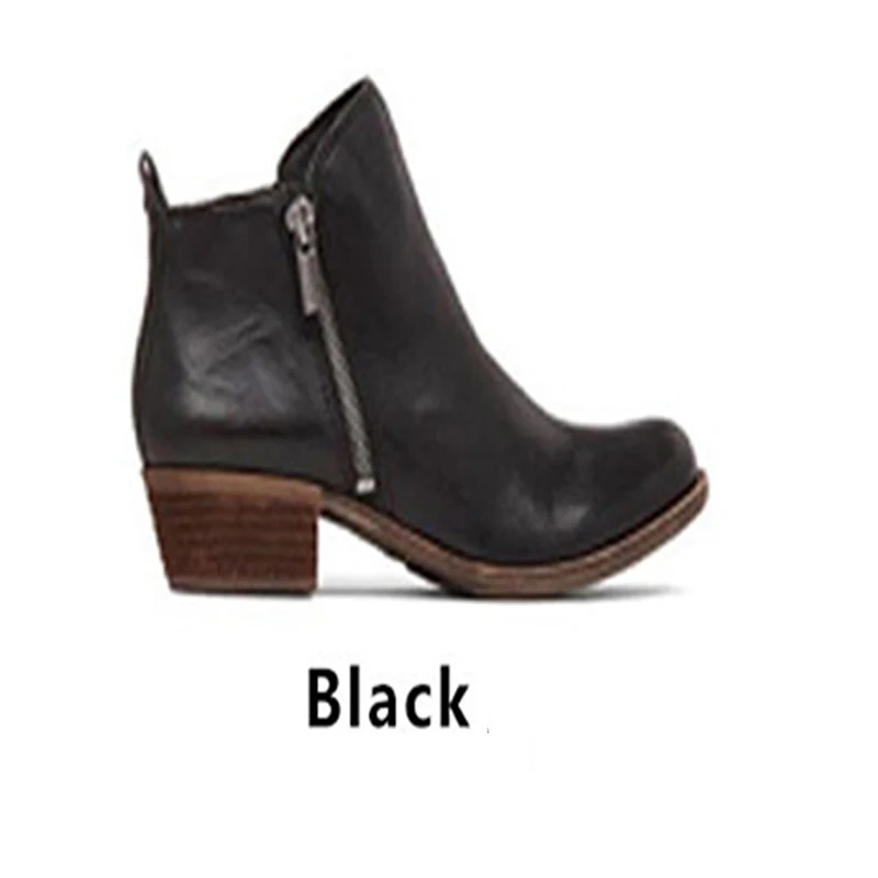 Short Boots Women 2020 Winter Fashion British Short Ankle Boots Zipper Square Heel Warm Non-slip Boots Shoes For Ladies