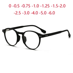 Rice Nails Round Frame Anti-blue Light Computer Glasses Frame Women TR90 Prescription Eyeglasses Diopter 0 -0.5 -0.75 -1.0 To -6