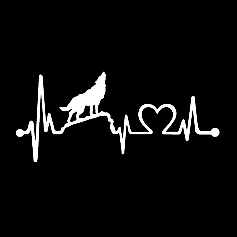 

20x9cm Howling Wolf Heartbeat Lifeline Car Bumper Window Stickers For Car Truck Van Fashion Decals Vinyl Material Stickers