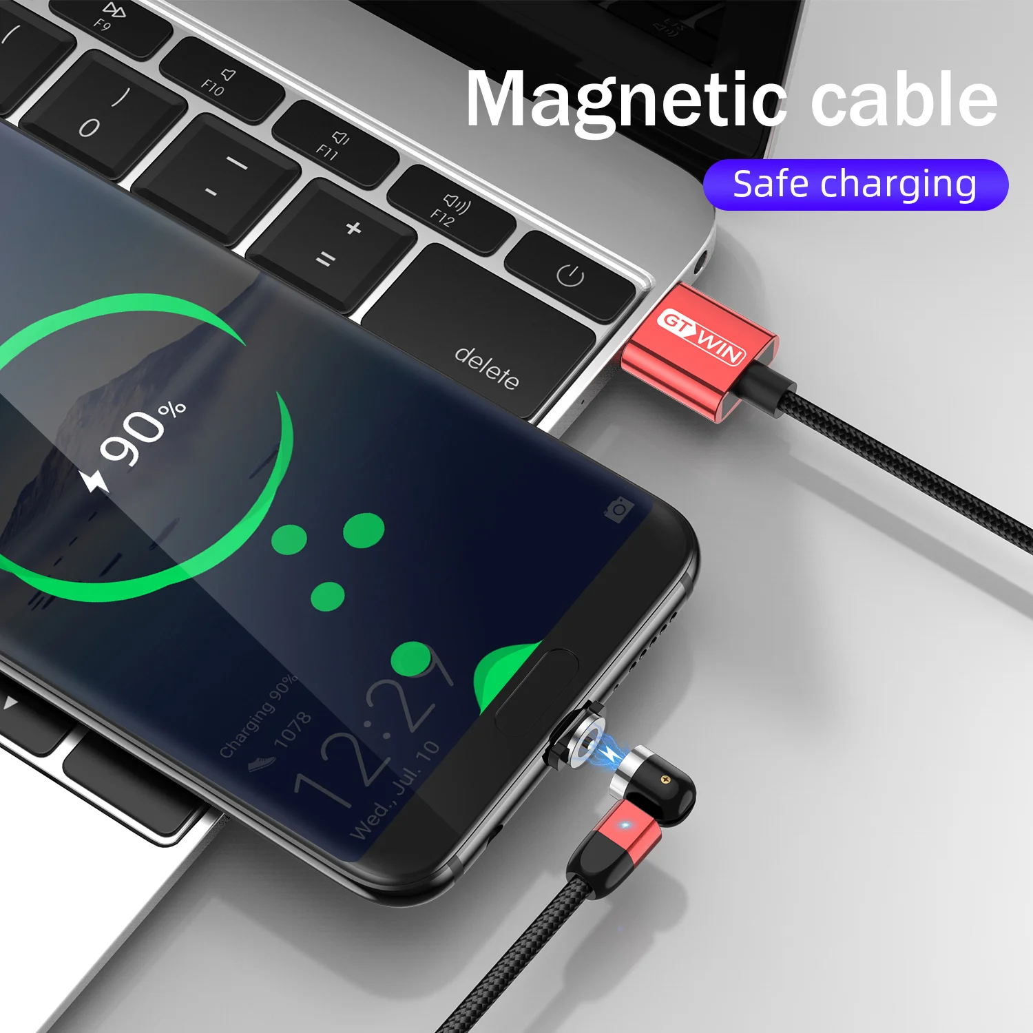 GTWIN New 540 Magnetic USB Cable for IPhone 13 ProMax Xiaomi mi 11 Samsung note 10 Phone Micro USB Type C Cable Magnetic Charger