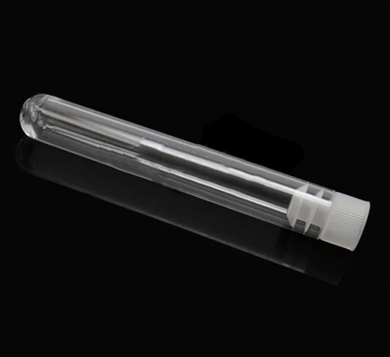 10Pcs 12x100mm Clear Plastic Test Tubes With Caps Stoppers Lab Test Tubes DIY Handmade Beading Beads Storage Tube Lab tools