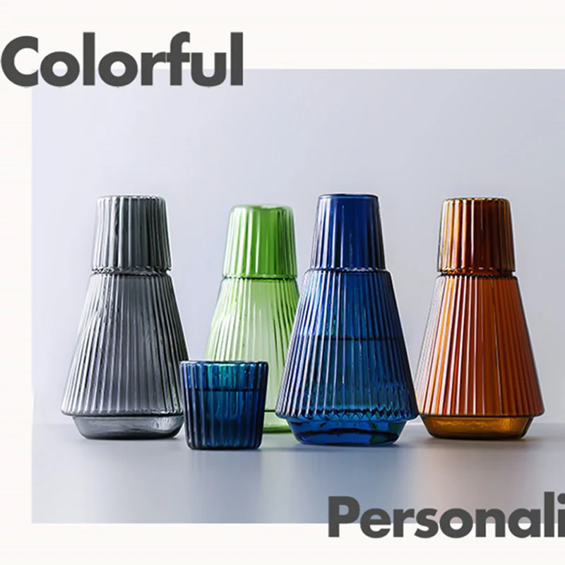 Roman Pattern Water Bottle Kettles Colored Glass High Temperature Resistant Cup Set Home Large Capacity Water Cold Container