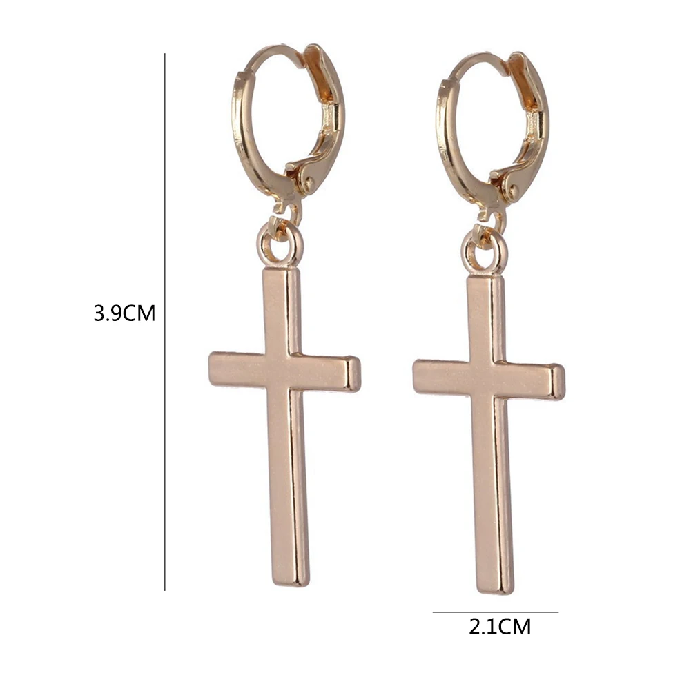 1Pair Fashion Women Men Cross Pendant Cricle Earring Tragus Cartilage Earrings Punk Gift Jewelry Gold Hot Cool Engagement Party