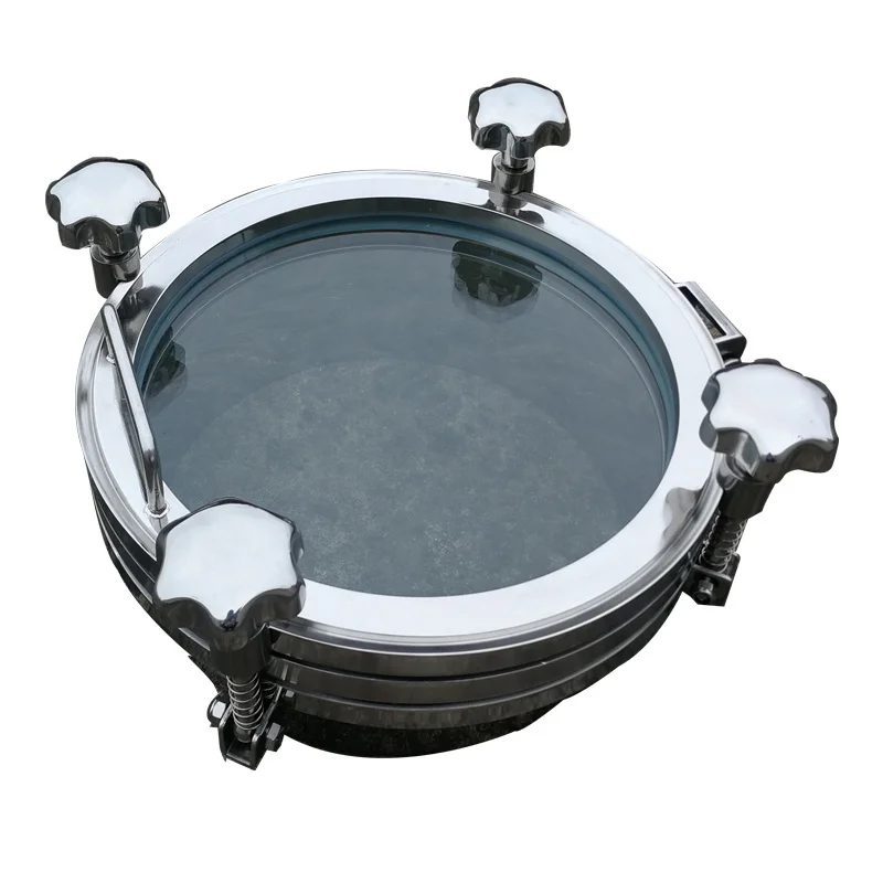 Large Glass Manhole Flange Full Sight Glass Manhole Stainless Steel Window Manhole Cover 100-600