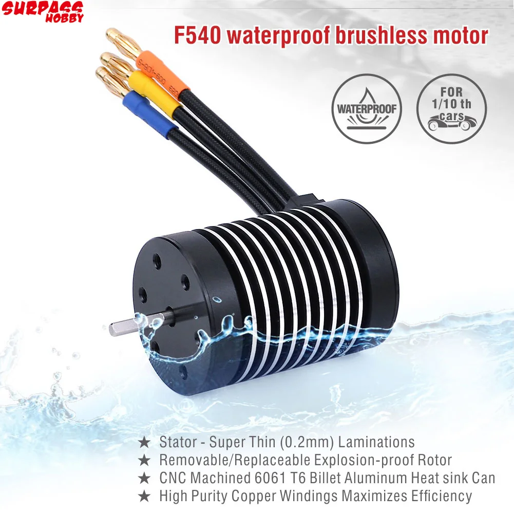 Rocket F540 Waterproof Brushless Sensorless Motor 5900KV 3930KV 4370KV 3100KV for 1/10 Tamiya Axial Redcat 1/12 12428 RC Car